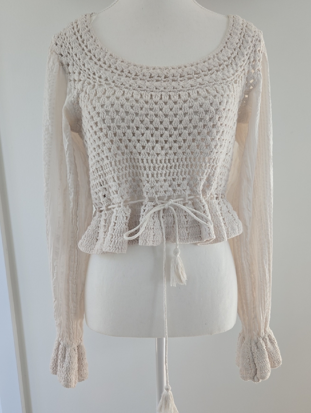 Free People Megan Off White Crochet Blouse - Picture 6 of 14